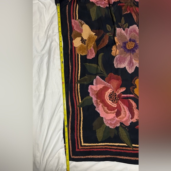 Farm Rio Black Chenille Flowers Viscose Pants. XL.